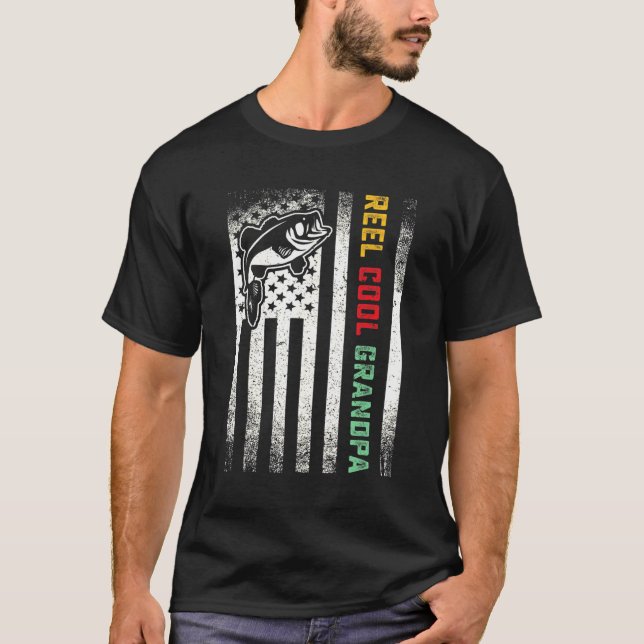 Camiseta Abuelo de la bandera de Estados Unidos pesca pesca (Anverso)