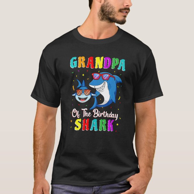 Camiseta Abuelo De La Familia De Cumpleaños De Los Tiburone (Anverso)