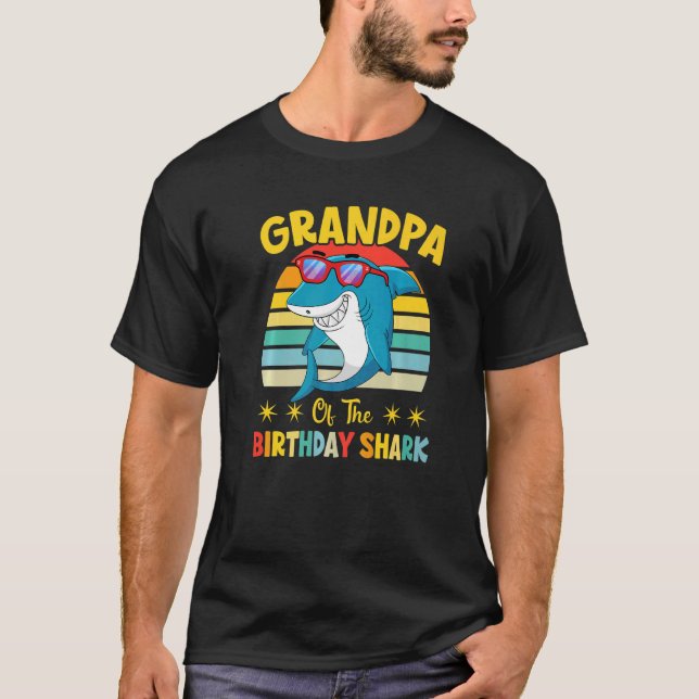 Camiseta Abuelo De La Familia De Cumpleaños De Los Tiburone (Anverso)