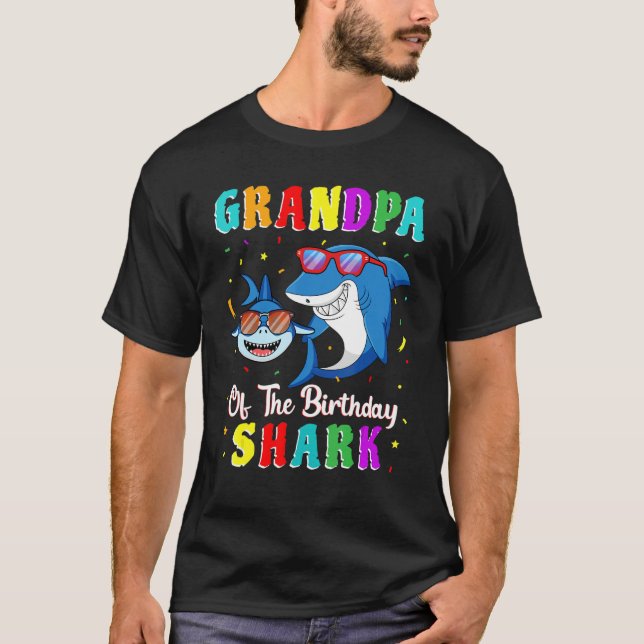 Camiseta Abuelo De La Familia De Cumpleaños De Los Tiburone (Anverso)