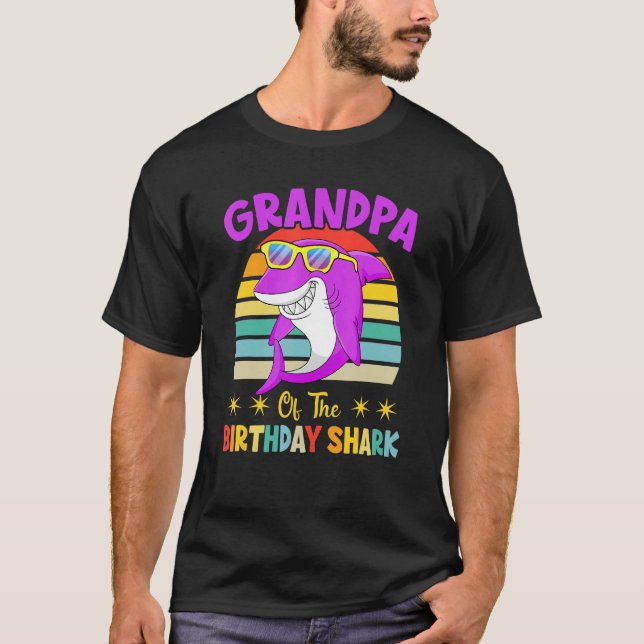 Camiseta Abuelo De La Familia De Cumpleaños De Los Tiburone (Anverso)