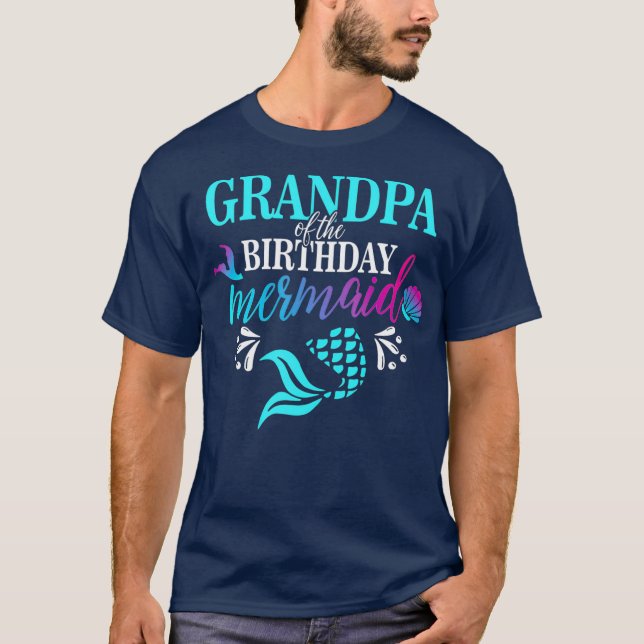 Camiseta Abuelo De La Familia De La Sirenita De Cumpleaños (Anverso)