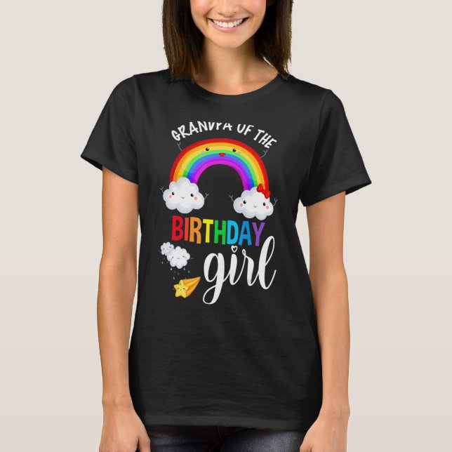 Camiseta Abuelo de la fiesta de cumpleaños del Chica Rainbo (Anverso)