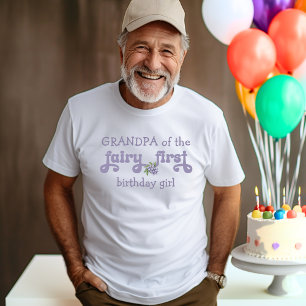 Camiseta Abuelo de la Hada Púrpura Primera Cumpleaños de la