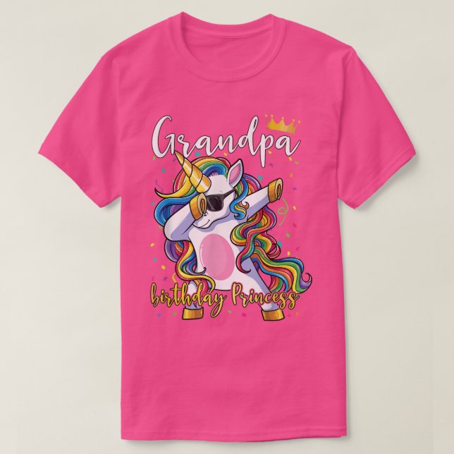 Camiseta Abuelo de la princesa de cumpleaños Unicorn Bir (Diseño del anverso)