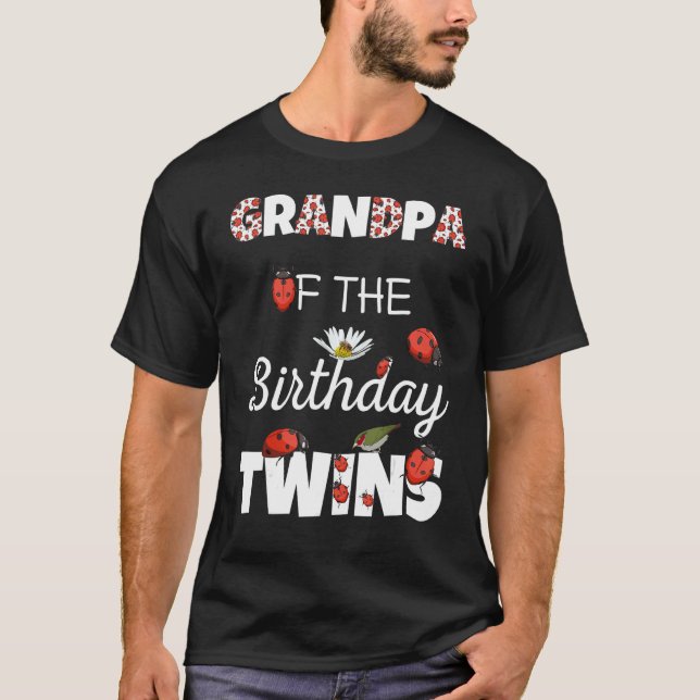 Camiseta Abuelo De Los Gemelos De Cumpleaños Familia Floral (Anverso)