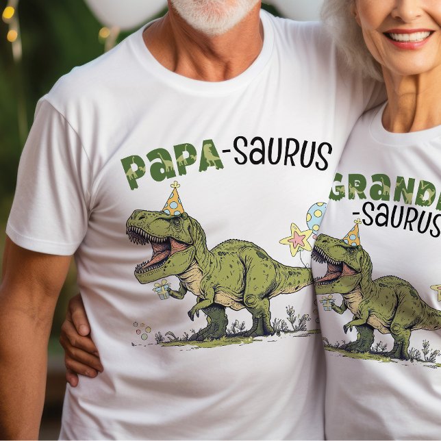Camiseta Abuelo de papá-sauro Fiesta de cumpleaños de Dinos (Cute Papa-saurus dinosaur theme kids birthday party matching family t-shirt, T-Rex, grandpa grandma)