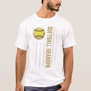 Camiseta Abuelo de sóftbol diseño vectorial de bandera vint