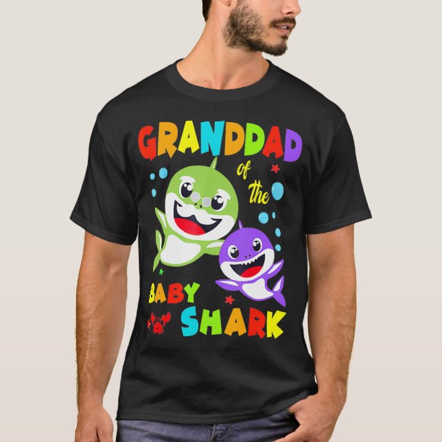 Camiseta Abuelo Del Bebé Tiburón De Cumpleaños (Anverso)