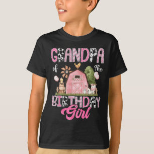 Camiseta Abuelo Del Chica De Cumpleaños Granja Vaca Rosa Pr