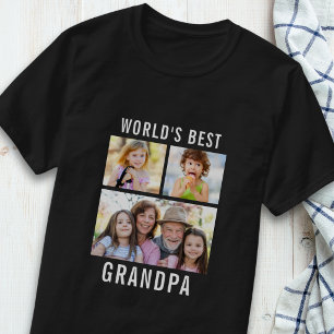 Camiseta Abuelo del Mundo Mejor 3 Collage de Fotos Texto Ne