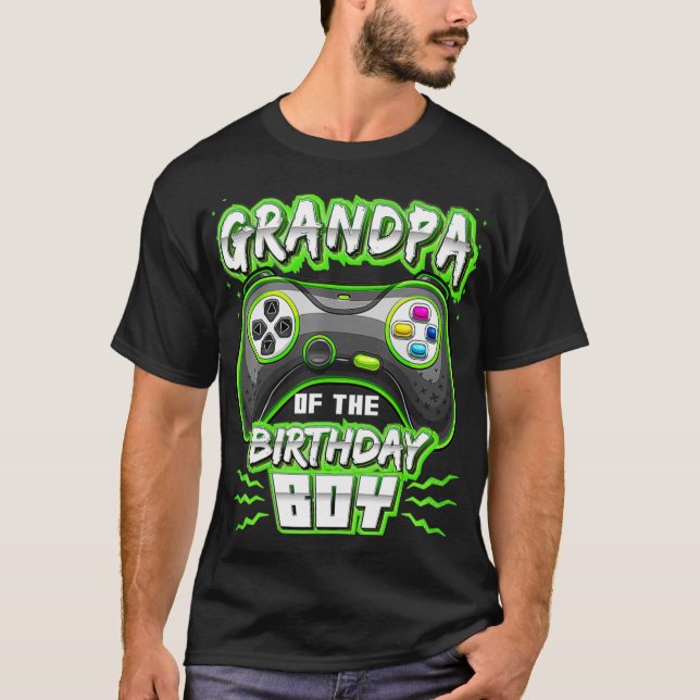Camiseta Abuelo del niño cumpleaños que compite con videoju (Anverso)