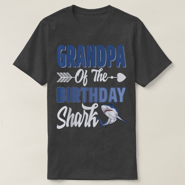 Camiseta Abuelo Del Niño De Cumpleaños El Océano Tiburón Co (Diseño del anverso)