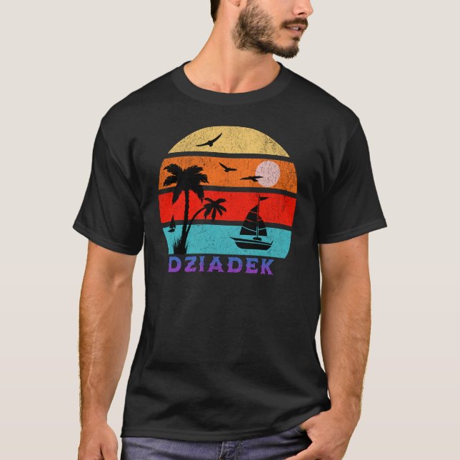 Camiseta Abuelo del océano atardecer retro de Dziadek (Anverso)