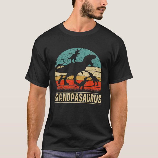 Camiseta Abuelo Dinosaurio T Rex Abuelo 4 Niños Familia (Anverso)