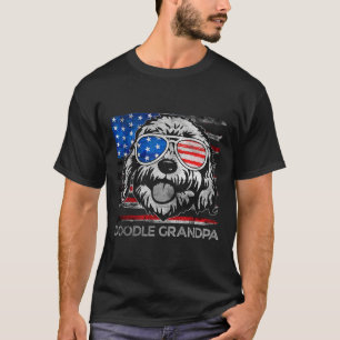 Camiseta Abuelo Doodle Vintage Bandera Estadounidense Perro