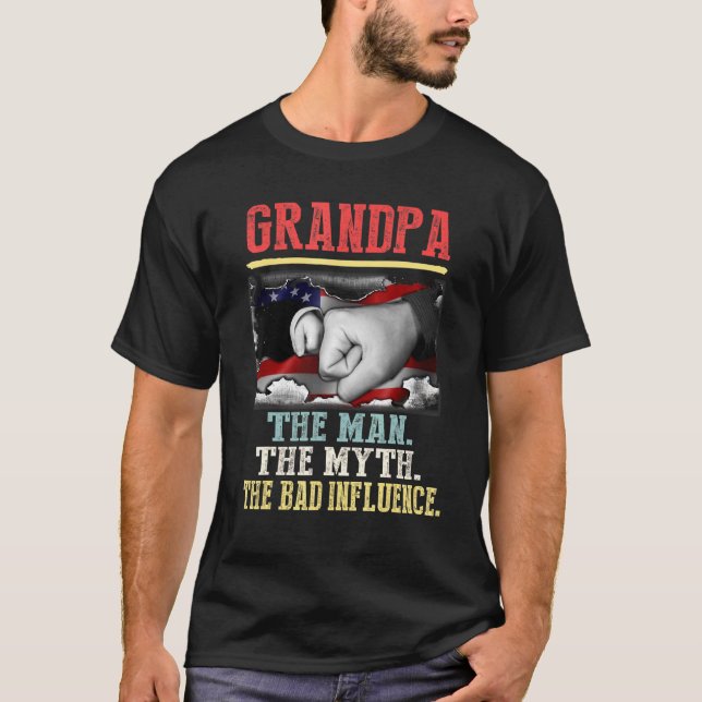 Camiseta Abuelo El mito del hombre la mala influencia vinta (Anverso)
