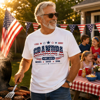 Camiseta Abuelo Est 2026 Bandera Americana Nombre de los Ni