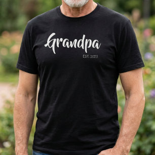Camiseta Abuelo Establecido Escritura Blanco Negro