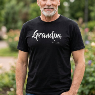 Camiseta Abuelo Establecido Escritura Blanco Negro