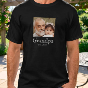 Camiseta Abuelo Estableció Foto Blanco Texto Negrita Minima