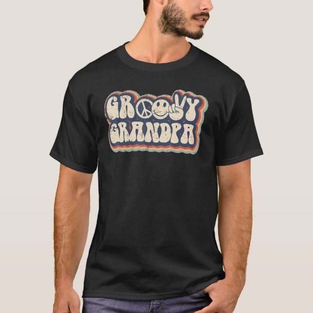 Camiseta Abuelo Groovy Nuevo embarazo de papá revela cumple (Anverso)