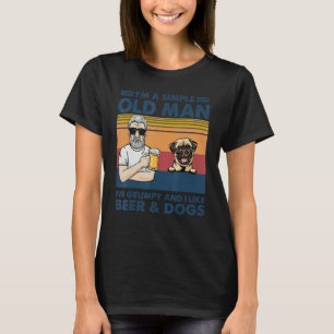 Camiseta Abuelo Gruñón Antiguo Como Cerveza Y Perros Pug Ab
