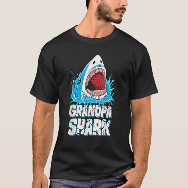 Camiseta Abuelo La familia de los tiburones de los hombres  (Anverso)