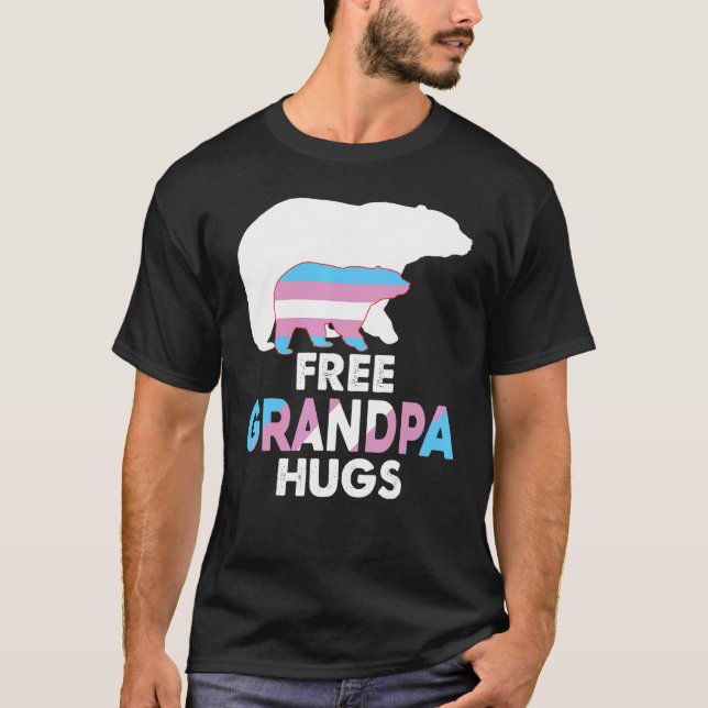 Camiseta Abuelo Libre Abraza El Oso De Arcoiris Transgénero (Anverso)