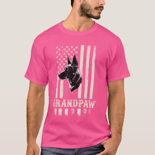 Camiseta Abuelo Malinois Bandera Americana Gafas de sol Ret