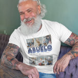 Camiseta Abuelo Man Myth Legend 6 Photo Collage T-Shirt<br><div class="desc">Cute grandfather mens t-shirt featuring 6 family pictures for you to replace with your own,  the title "ABUELO",  a personalized saying that reads "the man,  the myth,  the legend",  and the grandkids names.</div>