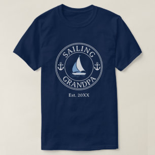 Camiseta Abuelo Navegando Año de Establecimiento Texto Blan