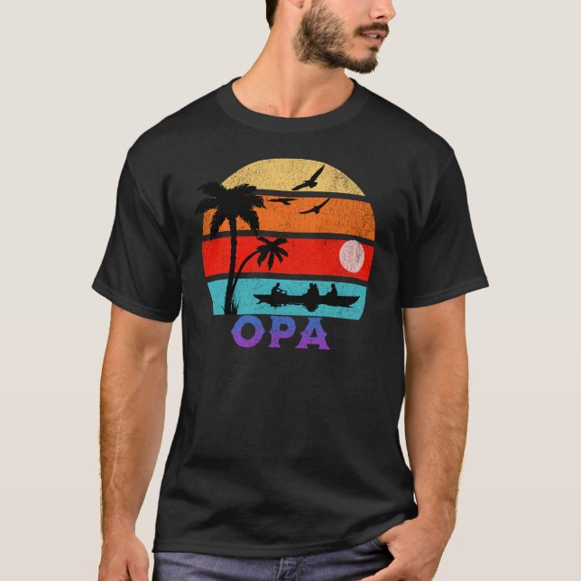 Camiseta Abuelo Opa Retro Sunset Ocean (Anverso)