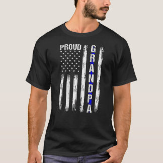 Camiseta Abuelo Orgulloso Bandera Americana Línea Azul Delg