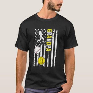 Camiseta Abuelo Orgulloso de Béisbol Softbol Bandera Americ