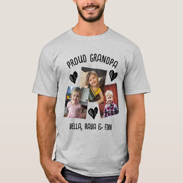 Camiseta Abuelo orgulloso | Fotos y nombres personalizados (Anverso)