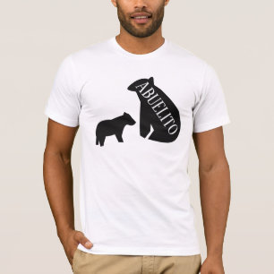 Camiseta Abuelo Oso Geométrico y Cachorro Monocromo