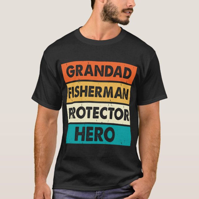 Camiseta Abuelo Pescador Protector Héroe  (Anverso)