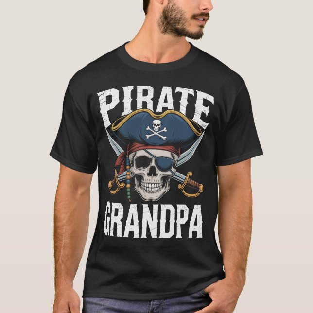 Camiseta Abuelo pirata de cráneo familiar (Anverso)
