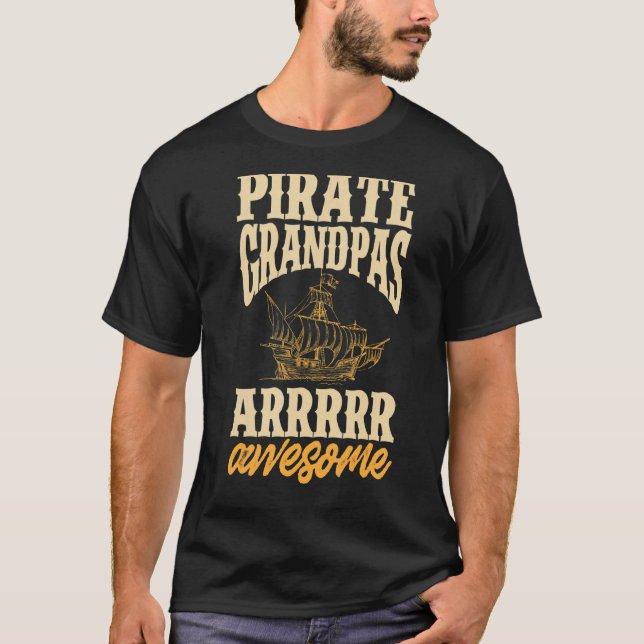 Camiseta Abuelo pirata masculino Jolly Roger Freebooter 3 (Anverso)