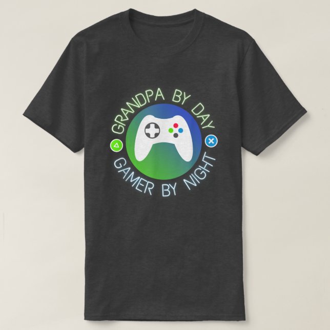 Camiseta Abuelo Por Día Jugador Por Noche Divertido Juego (Diseño del anverso)