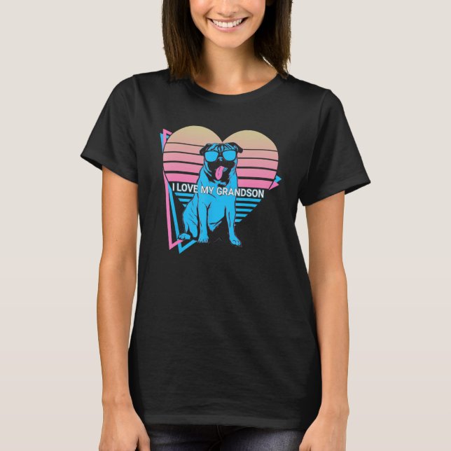 Camiseta Abuelo Pug Retro Amo a mi Nieto (Anverso)