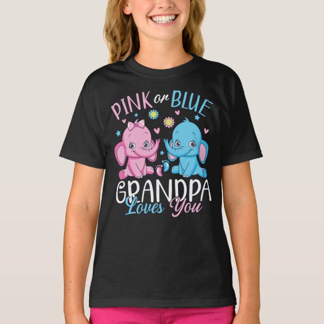 Camiseta Abuelo Rosa O Azul Te Ama Elefante Niña (Anverso)
