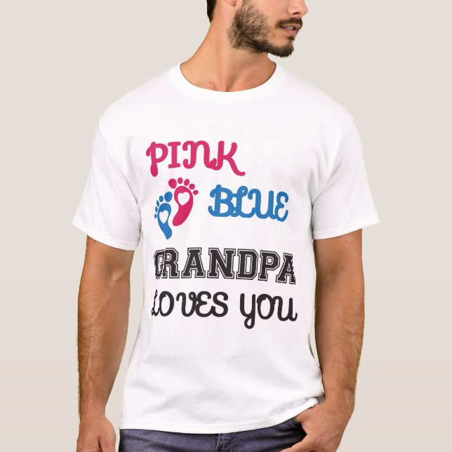 Camiseta Abuelo rosa o azul te ama, revelación de género (Anverso)