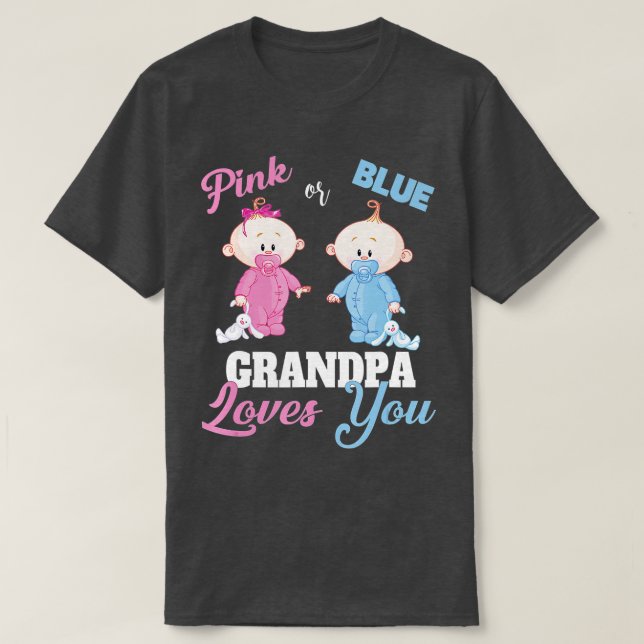 Camiseta Abuelo rosa o azul te ama, revelación de género (Diseño del anverso)