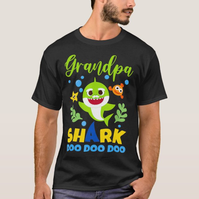 Camiseta Abuelo Tiburón regalo lindo bebé familia de tiburo (Anverso)