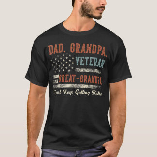 Camiseta Abuelo Veterano Bisabuelo Papa Bandera De EE. UU.