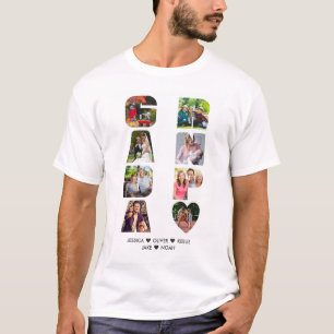 Camiseta Abuelos de Collage de fotos GRANDPA Nombre Carta d