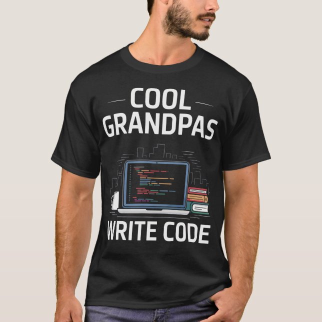Camiseta Abuelos Geniales Escriben Código Divertido Program (Anverso)