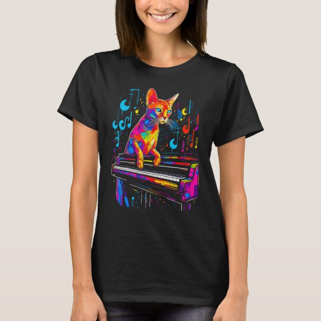 Camiseta Abyssinian Cat Piano (Anverso)